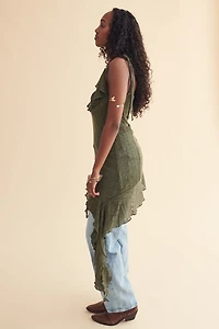 Green Ruffle Asymmetrical Fairy Tank