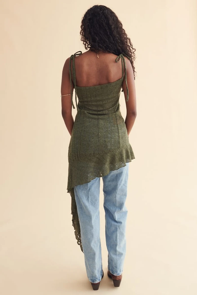 Green Ruffle Asymmetrical Fairy Tank