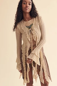 Cream Ruffle Bell Sleeve Shrug Cardigan