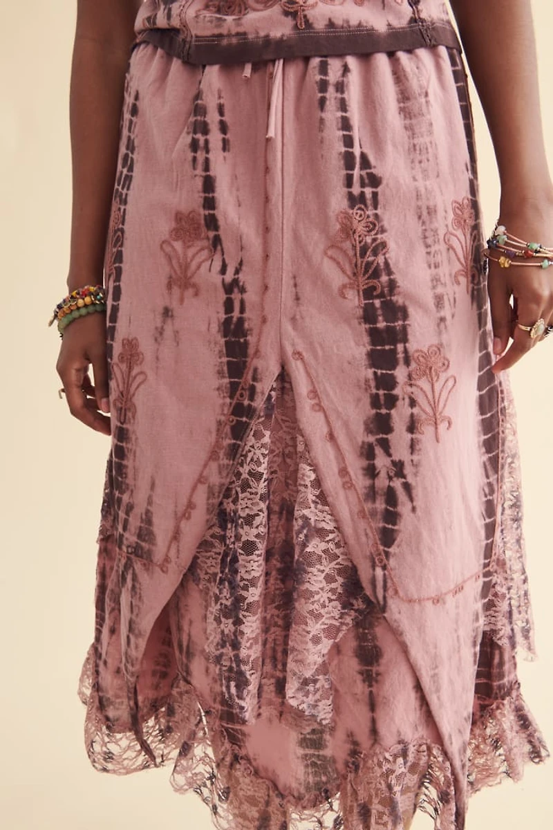 Iced Berry Striped Tie Dye Fairy Maxi Skirt