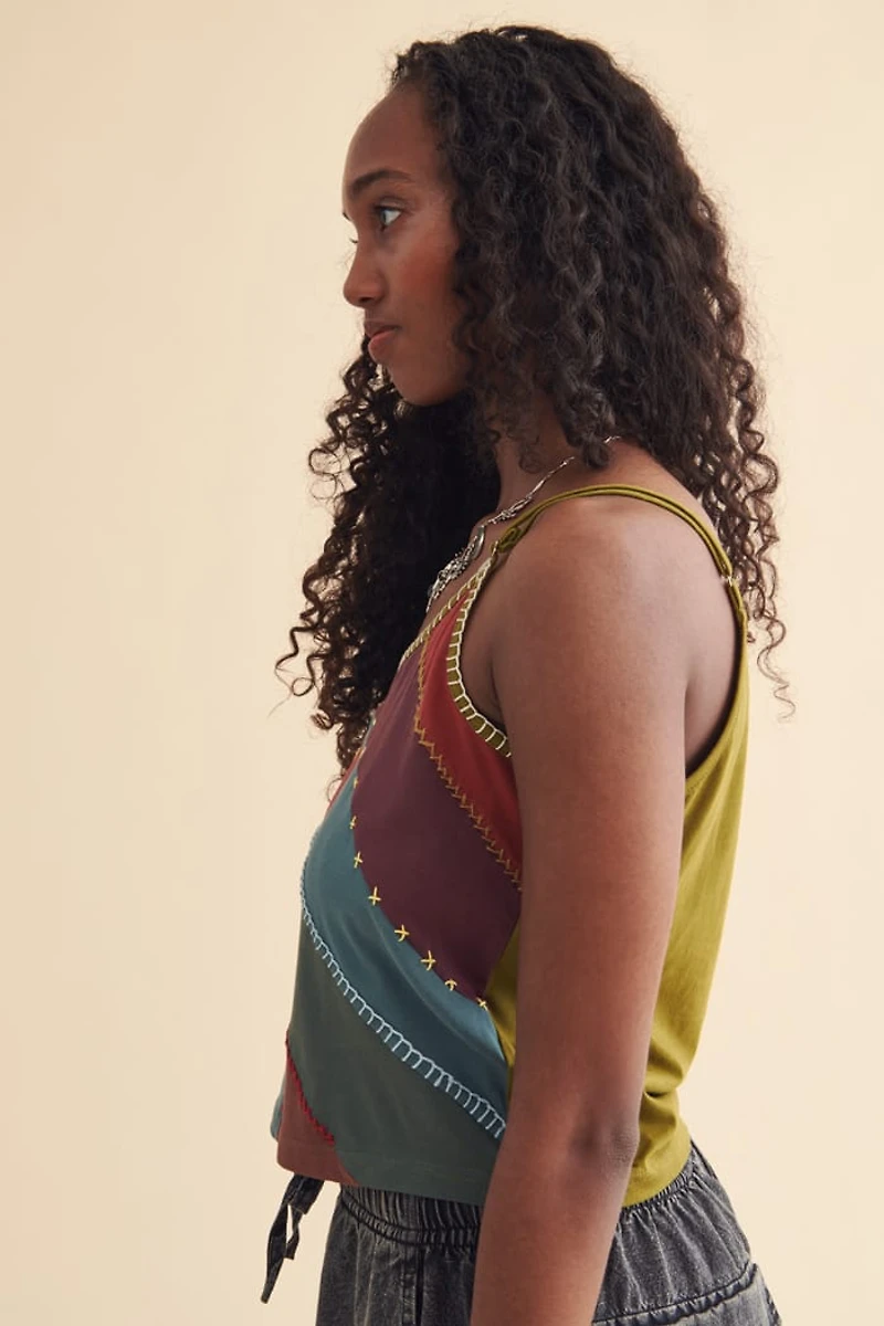Vertical Boho Patchwork Stitch Tank
