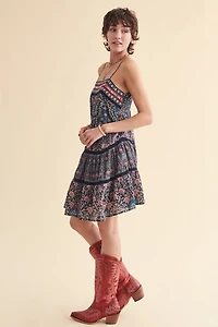 Navy Boho Tiered Mini Dress
