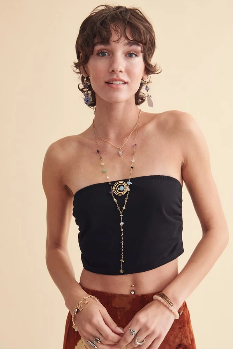 Black Basic Cropped Tube Top