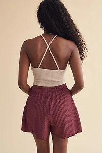Mauve Textured Front Wrap Mini Skort