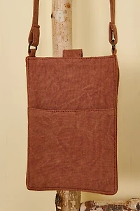 Brown Embroidered Bee Mini Crossbody Bag