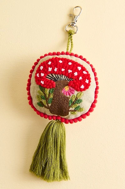Mushroom Embroidered Fabric Bag Charm