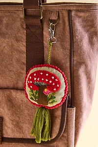 Mushroom Embroidered Fabric Bag Charm