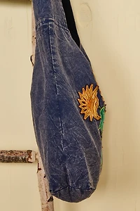 Blue Sunflower Boho Crossbody Bag