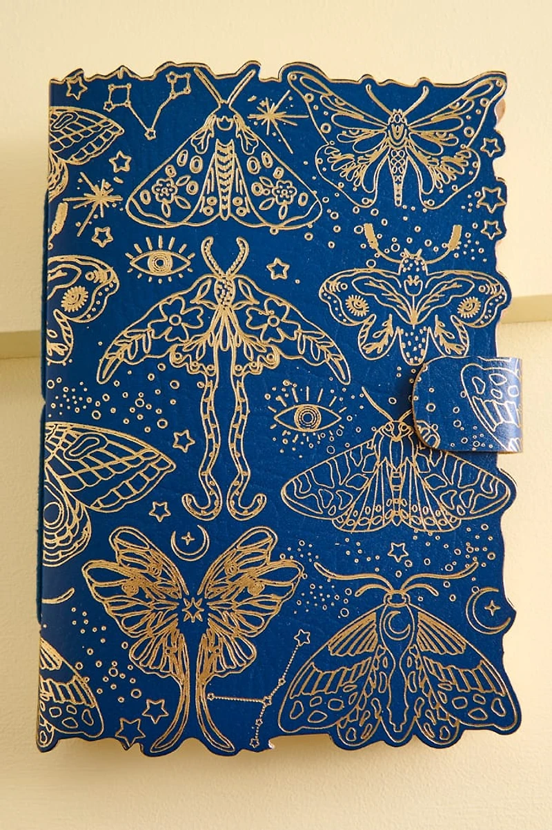 Blue Moth Foil Leather Journal