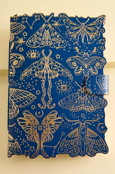 Blue Moth Foil Leather Journal