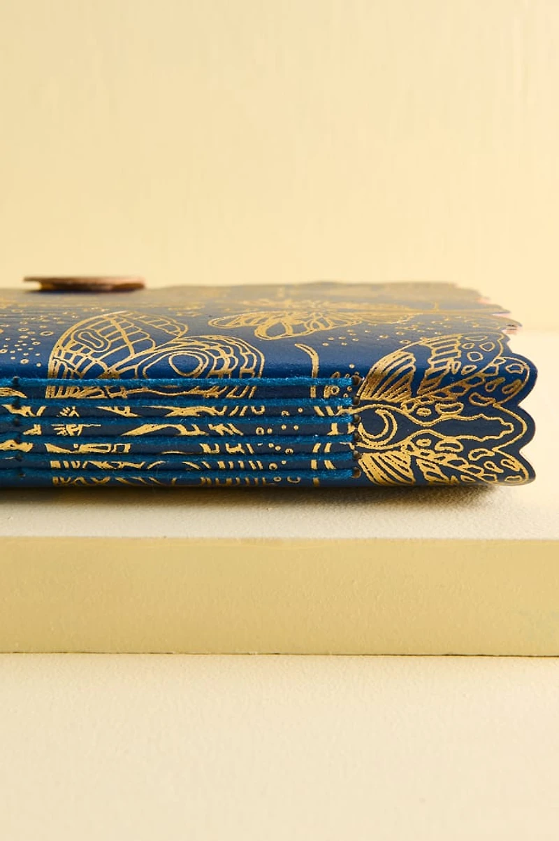 Blue Moth Foil Leather Journal