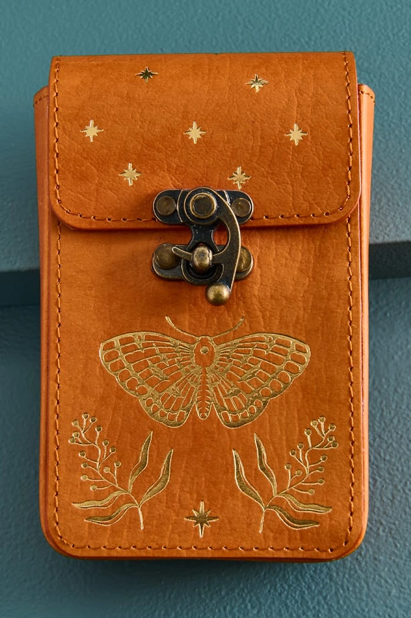 Brown Butterfly Leather Tarot Card Case