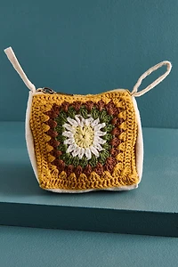 Yellow Daisy Crochet Travel Zip Pouch
