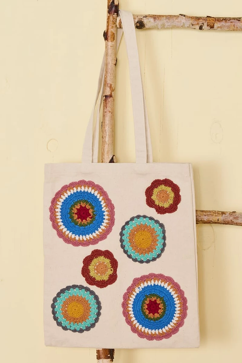 Rainbow Handmade Crochet Mandala Tote Bag