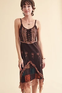 Brown Patchwork Lace Fairy Dress
