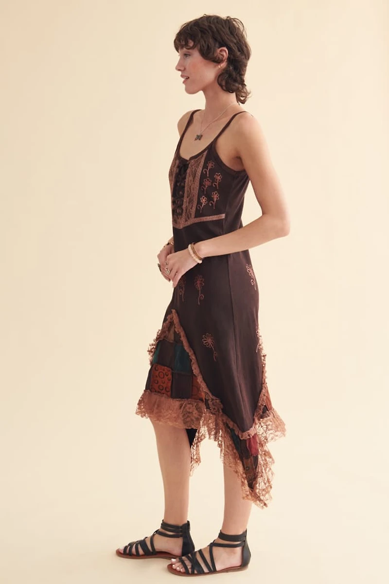 Brown Patchwork Lace Fairy Dress