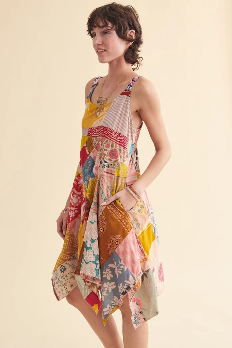 Pink Sunny Overdyed Patchwork Dress