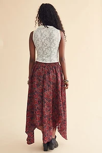 Pink Paisley Asymmetrical Maxi Skirt