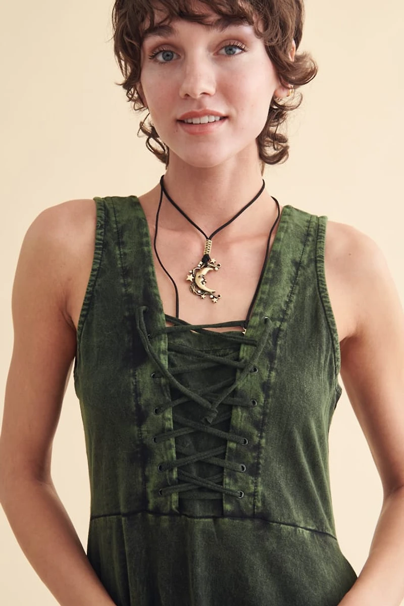 Green Lace Up Fairy Dress