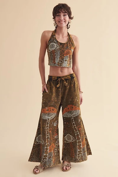 Whimsical Woodland Mushroom Wide Leg Pants