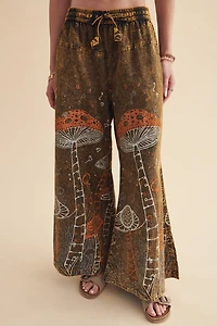 Whimsical Woodland Mushroom Wide Leg Pants