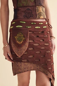 Brown Cutout Asymmetrical Mini Skirt