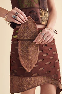 Brown Cutout Asymmetrical Mini Skirt