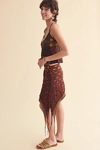 Brown Cutout Asymmetrical Mini Skirt