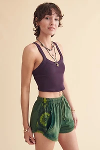 Green Mandala Side Panel Hippie Shorts