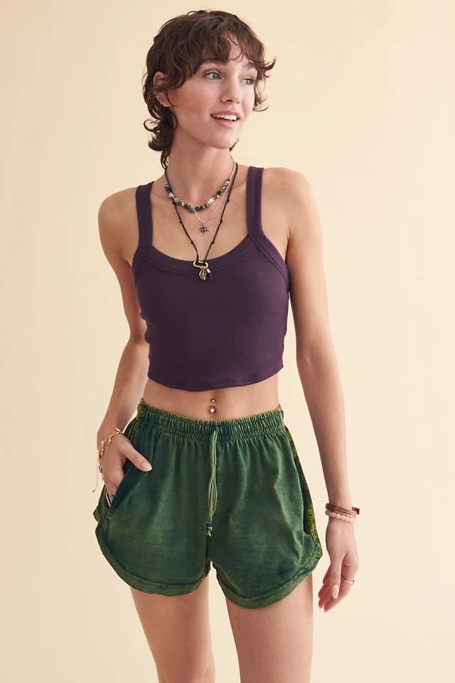 Green Mandala Side Panel Hippie Shorts