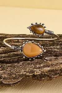 Silver Teardrop Tiger’s Eye Cuff Bracelet