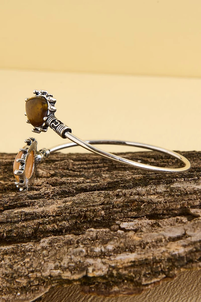 Silver Teardrop Tiger’s Eye Cuff Bracelet