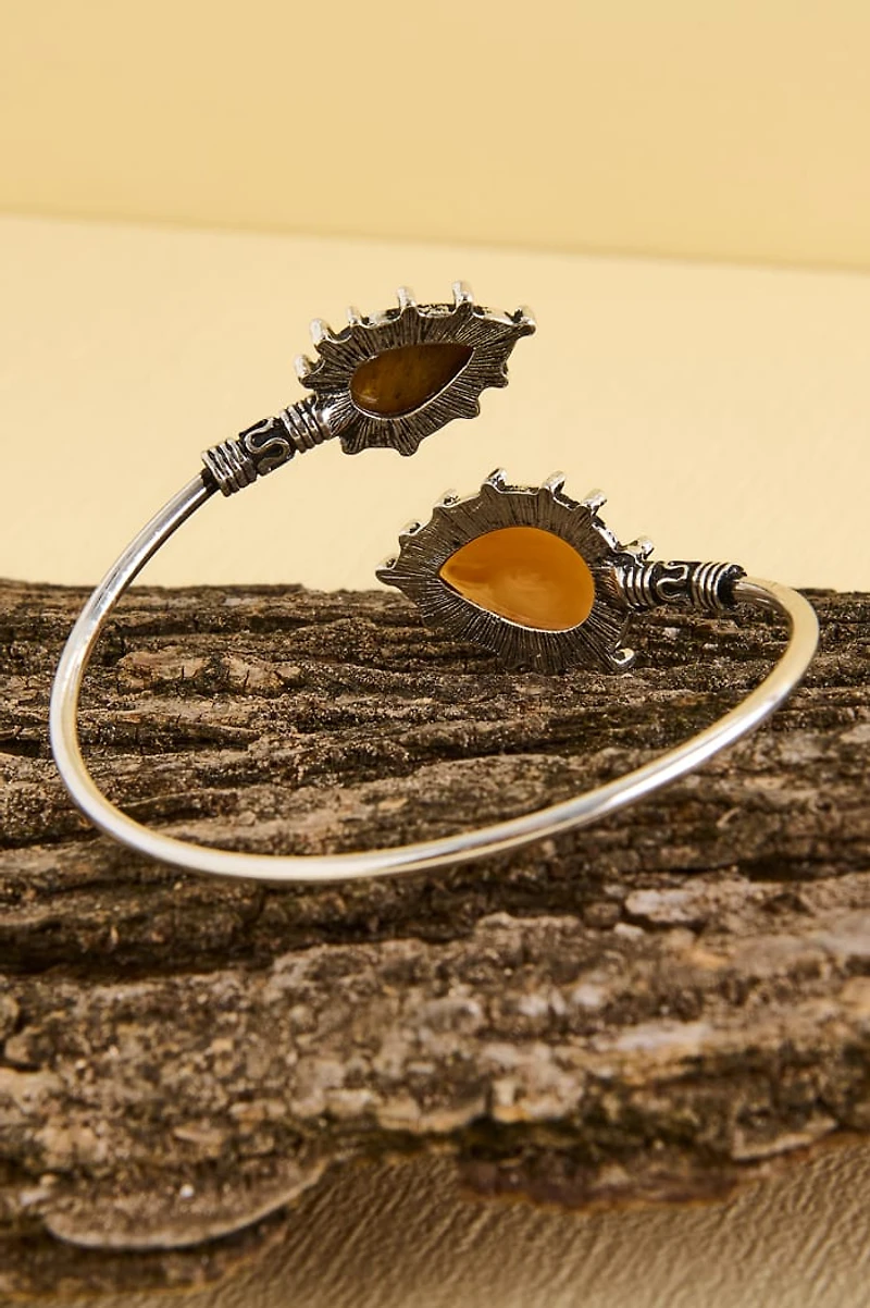 Silver Teardrop Tiger’s Eye Cuff Bracelet