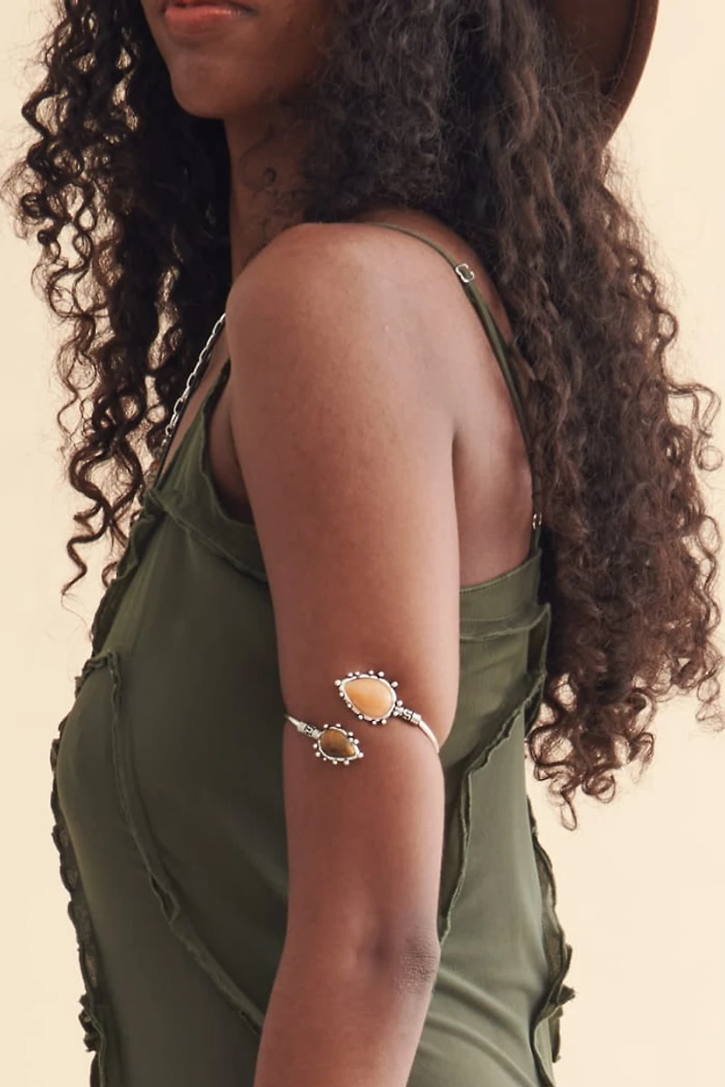Silver Teardrop Tiger’s Eye Cuff Bracelet