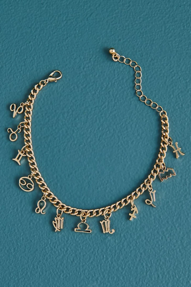 Zodiac Symbol Mini Charm Chain Bracelet