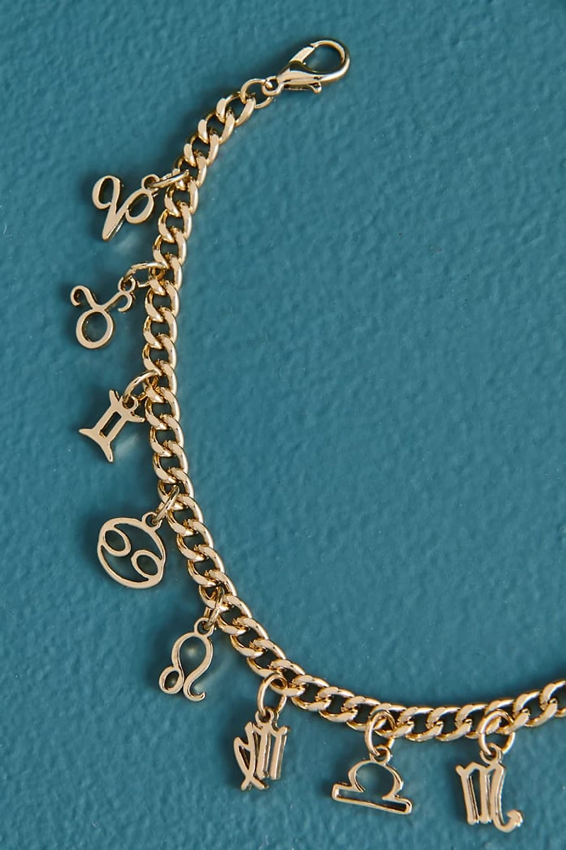 Zodiac Symbol Mini Charm Chain Bracelet
