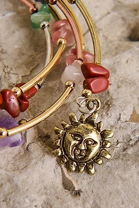 Genuine Stone Spiral Cuff Bracelet