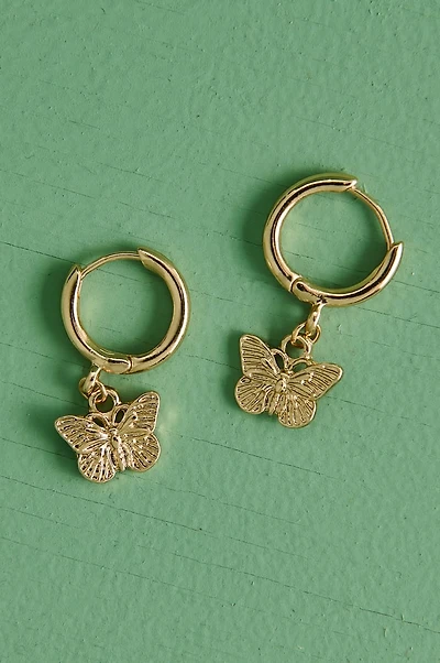 Gold Butterfly Mini Hoop Earrings
