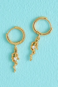 Gold Snake Dagger Mini Hoop Earrings