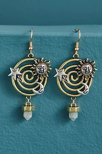 Labradorite Celestial Spiral Earrings