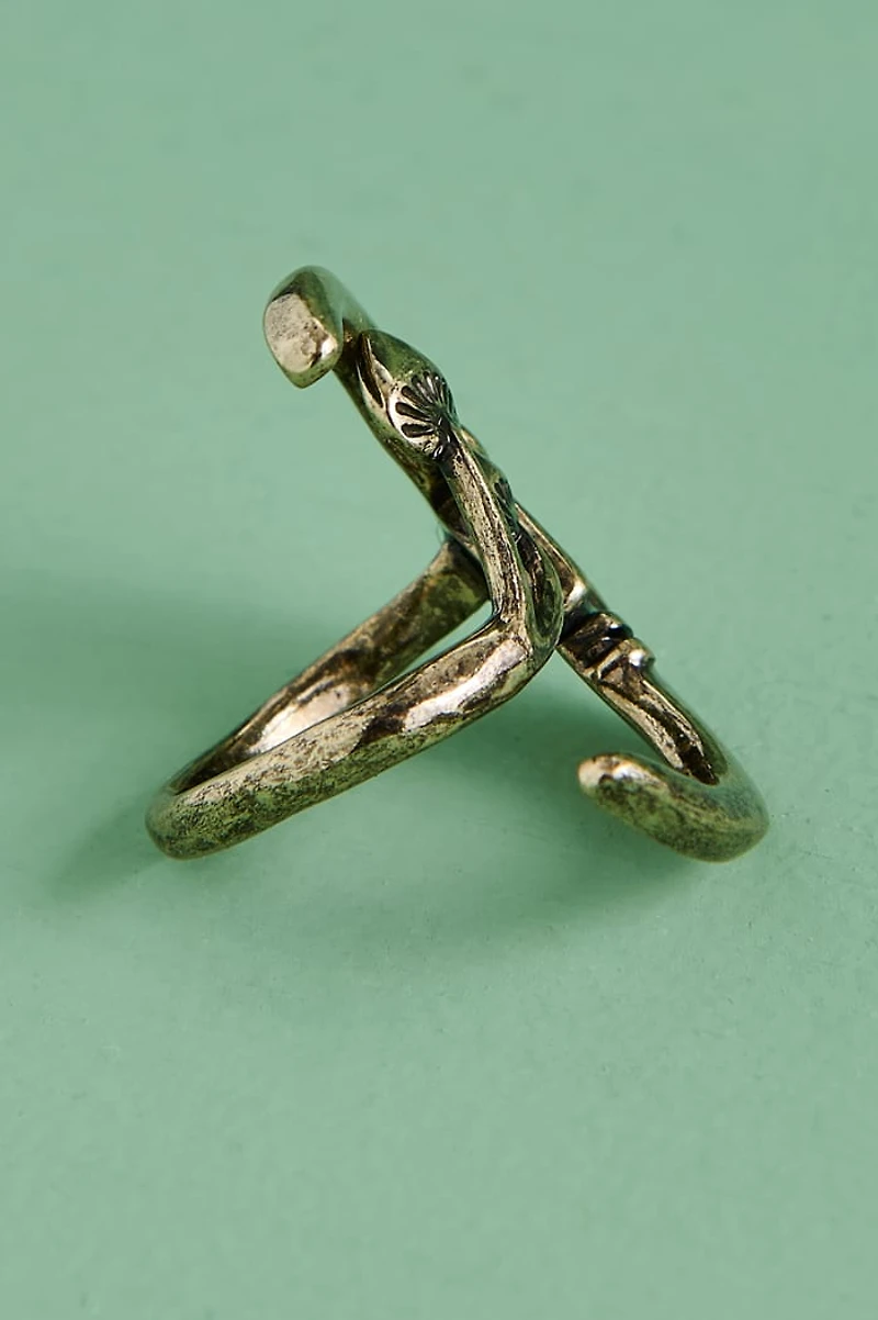 Antique Gold Mushroom Moon Ring