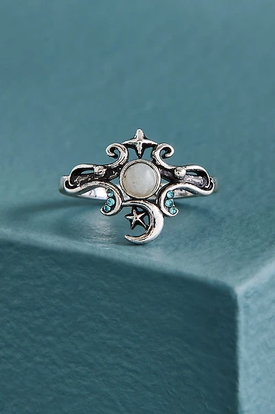 Labradorite Silver Dainty Celestial Ring