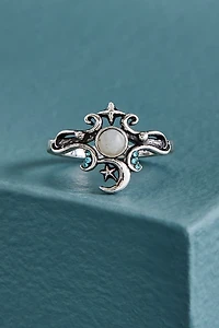 Labradorite Silver Dainty Celestial Ring