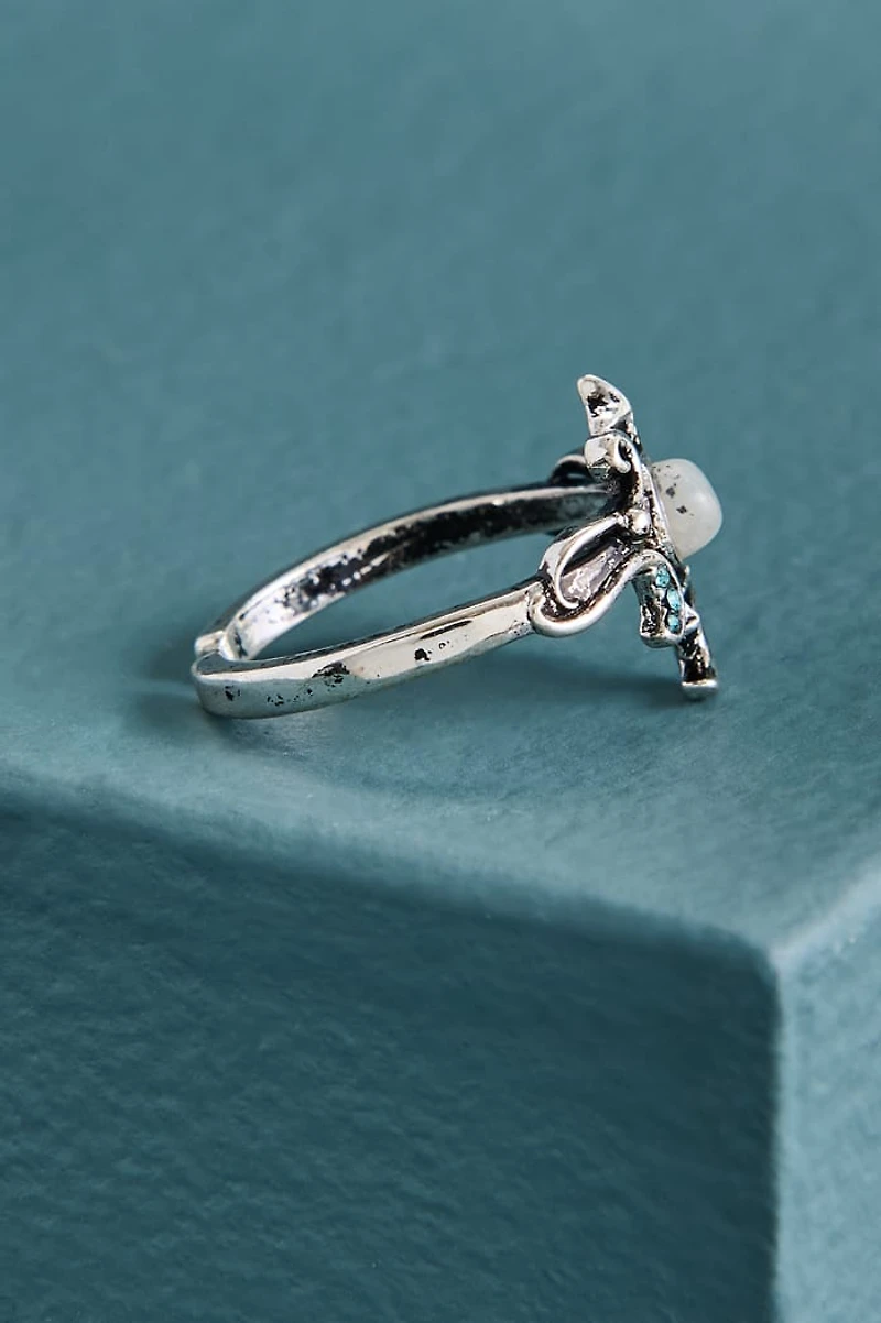 Labradorite Silver Dainty Celestial Ring