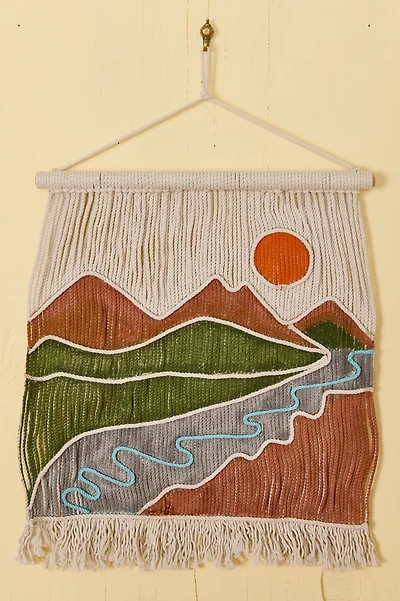 Mountainscape Scene Macrame Wall Hanging