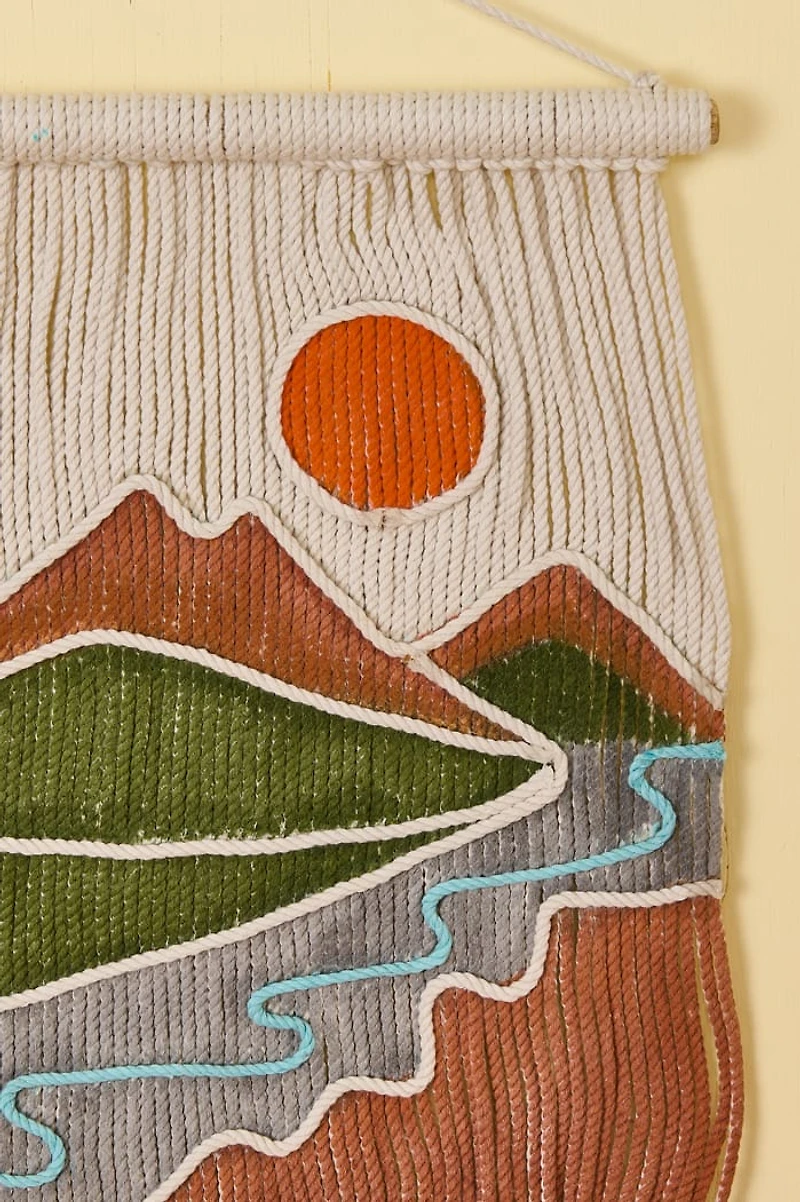 Mountainscape Scene Macrame Wall Hanging