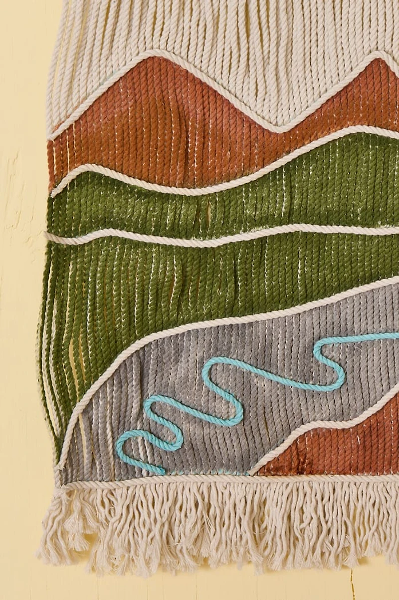 Mountainscape Scene Macrame Wall Hanging