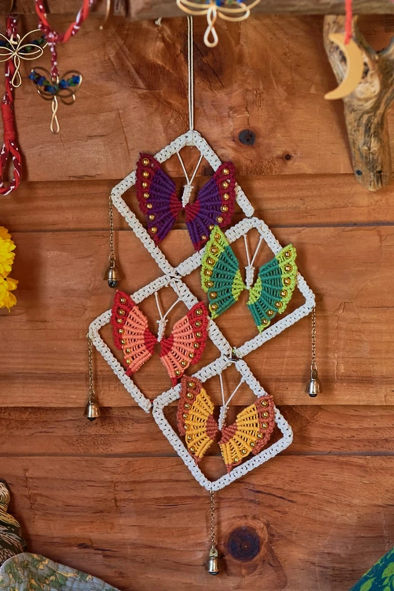 Butterfly Colony Bell Macrame Wall Hanging