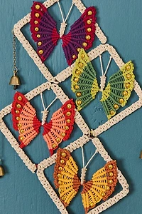Butterfly Colony Bell Macrame Wall Hanging