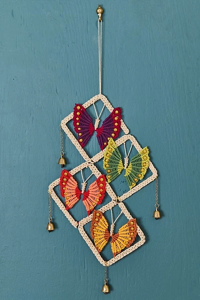 Butterfly Colony Bell Macrame Wall Hanging